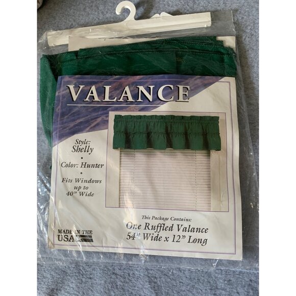 Shelly Style Hunter Green Ruffled Valance 54" W x 12" L - Picture 2 of 6